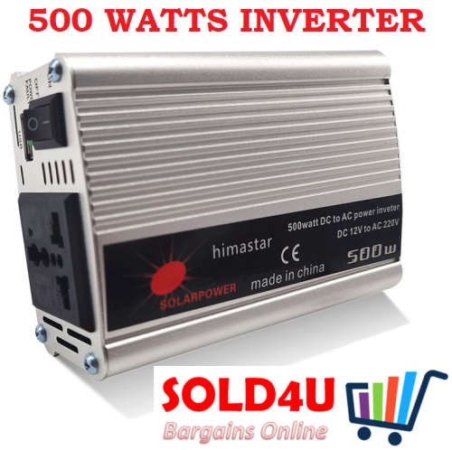500W Power Inverter With LCD Display - DC 12V To AC 110V Converter With Dual USB Ports & 2 AC Outlets